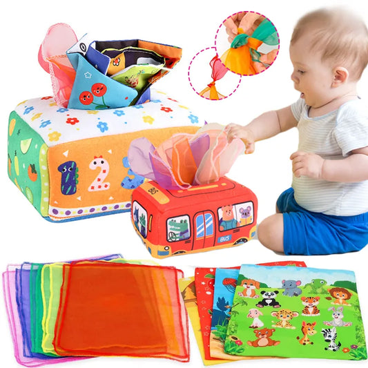 Magic Tissue Box Montessori Toy 6-12 Months Development Sensory Toys Baby Game